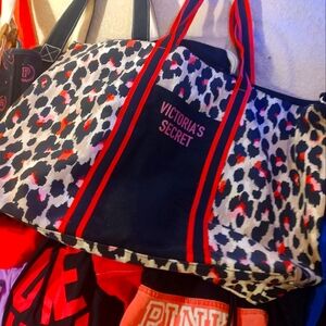 PINK Victoria's Secret Leopard Print Tote Bag - Black and Red